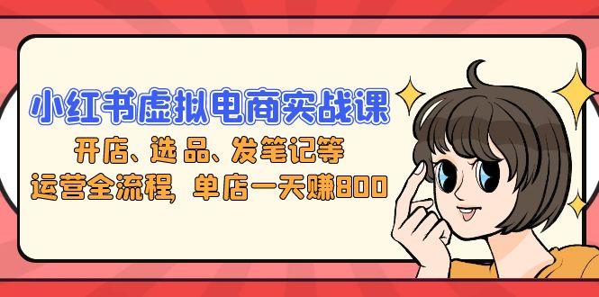 小红书虚拟电商实战课：开店、选品、发笔记等运营全流程，单店一天赚800-1