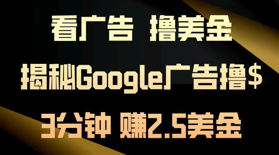 看广告，撸美金！3分钟赚2.5美金！日入200美金不是梦！揭秘Google广告…-1