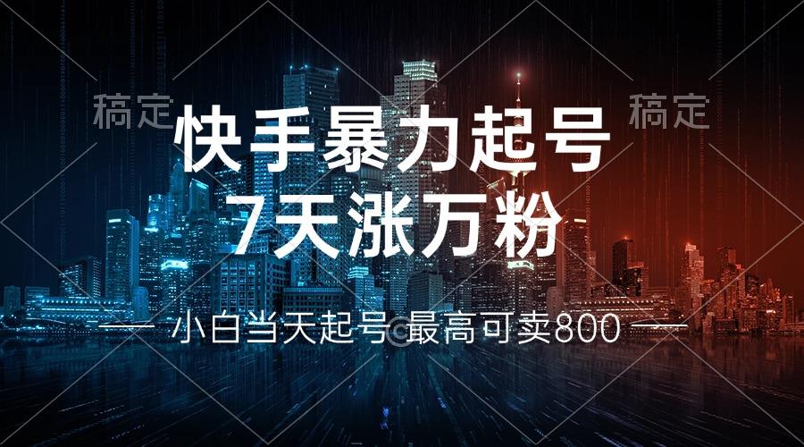 快手暴力起号，7天涨万粉，小白当天起号 多种变现方式，账号回收，单月…-1
