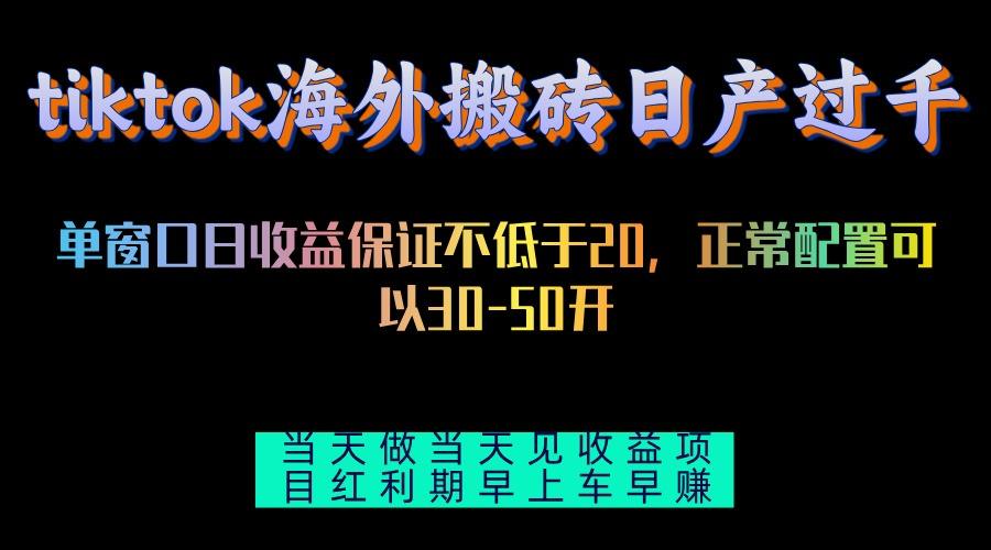 tiktok海外搬砖项目单机日产过千当天做当天见收益-1
