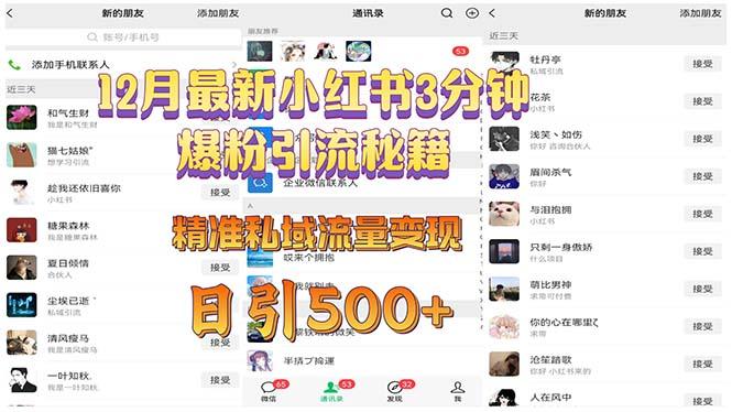 12月最新小红书3分钟爆粉引流秘籍 精准私域流量变现 日引500+-1