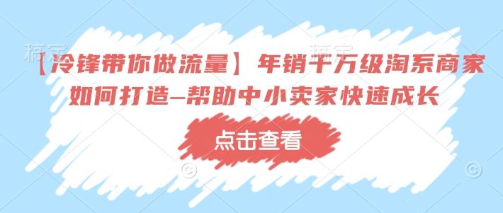 【冷锋带你做流量】年销千万级淘系商家如何打造–帮助中小卖家快速成长-1