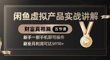 精品！闲鱼虚拟产品实战讲解，新手一部手机即可操作，副业月利润可达5k+