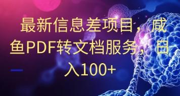 最新信息差项目，咸鱼PDF转文档服务，日入100+