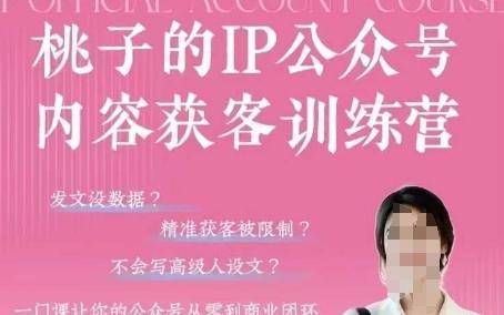 桃子IP公众号内容获客训练营，一门让你公众号从0到商业闭环的课程
