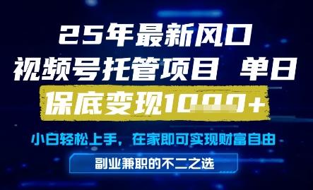 25年最新风口，视频号托管项目，单日保底变现1k+，手把手教学
