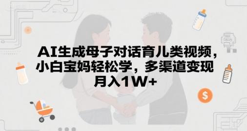 AI生成母子对话育儿类视频，小白宝妈轻松学，多渠道变现，月入1W+-1