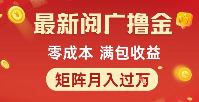 最新阅广撸金项目，零成本满包收益，可矩阵操作，月入过1W