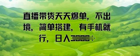 直播带货天天爆单，不出境，简单搭建，有手机就行，日入多张