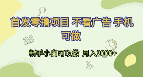 首发零撸项目 不看广告 手机可做 新手小白可以做  月入3k+