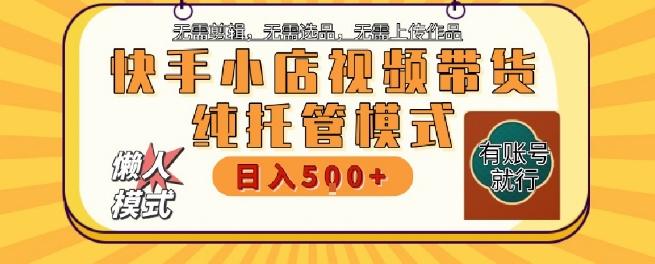 快手小店托管代运营，无需剪辑，无需选品，无需上传作品，全程无需操作，轻松月入5k+