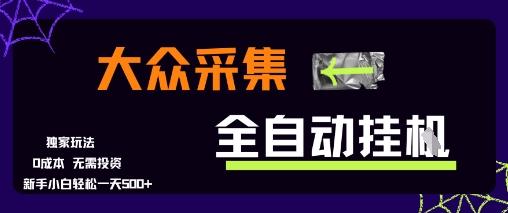 大众采集全自动玩法，新手小白轻松一天5张+，操作简单零成本