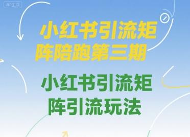 小红书引流矩阵陪跑第三期，小红书引流矩阵引流玩法