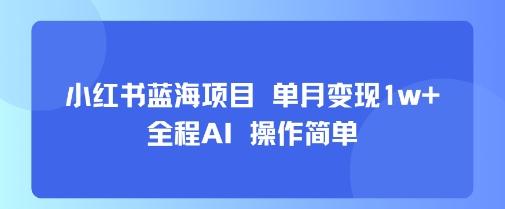 小红书蓝海项目 单月变现1w+ 全程AI 操作简单-1