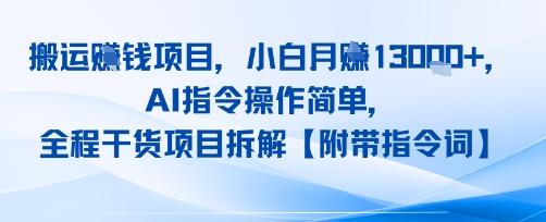 搬运挣钱项目，AI指令操作简单，小白月入1W+，全程干货项目拆解-1