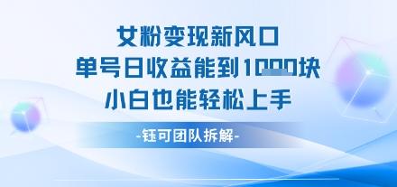 女粉变现新玩法新风口 单号操作能日入多张 小白也能轻松上手-1