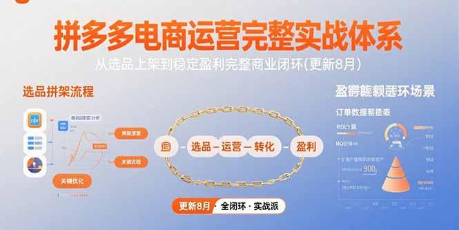 拼多多电商运营完整实战体系，从选品上架到稳定盈利完整商业闭环(更新8月)