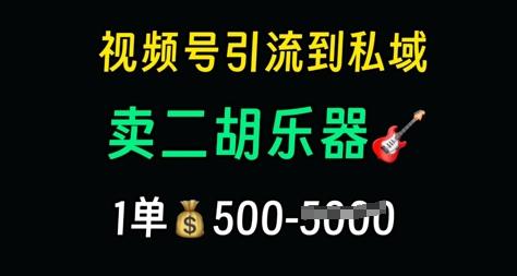 视频号引流到私域卖二胡乐器，1单利润5张，长期稳定项目